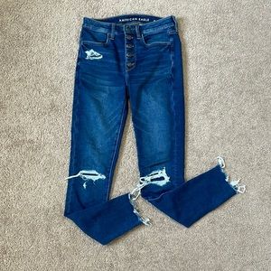 America Eagle next level stretch distressed skinny jeans